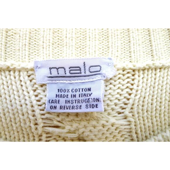 MALO Cotton Cable Knit Fisherman Pullover Sweater Italy YOOX Farfetch 44 M $770 - Picture 7 of 9